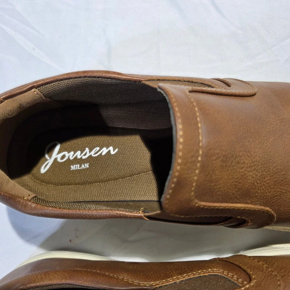 Jousen Milan Mens Brown Slip On Loafers Casual Dress Shoes Size 11